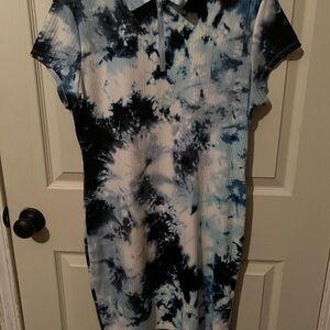 No Boundaries Tie-Dye Collared Dress